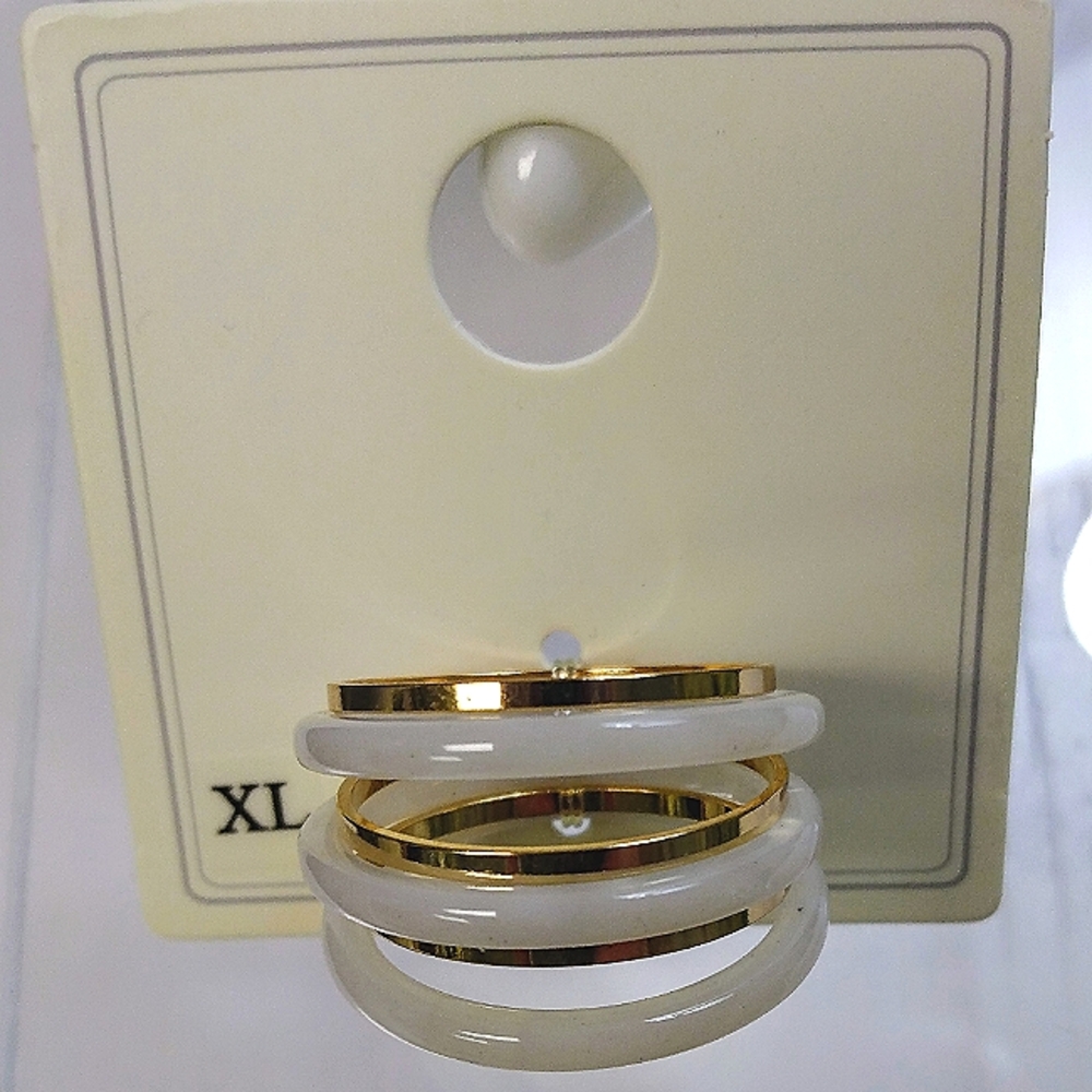 Rand Brothers resin and brass stack rings. White and gold. Multi sizes. NWT
